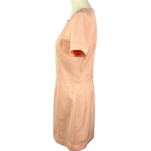 Theory Inessa Apricot Short Sleeve Exposed Gold Back Zipper Sheath Dress 10 - Picture 3 of 12